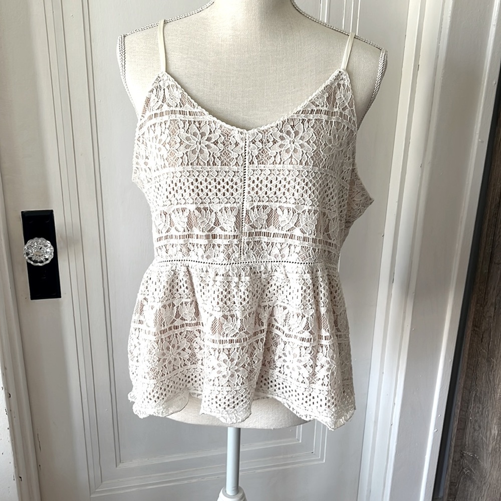 Peplum lace tank
